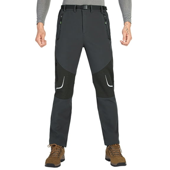 HomeGardon Mens Pants Men's Snow Ski Hiking Pants Waterproof Winter Fleece Lined Pants Camping Skiing Ice Fishing Pants with Belt Men's Outdoor Cargo Hiking Windproof Pants S-4XL