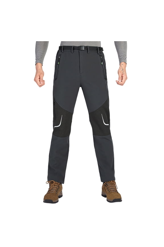 Mens Pants Men's Snow Ski Hiking Pants Waterproof Winter Fleece Lined Pants Camping Skiing Ice Fishing Pants with Belt Men's Outdoor Cargo Hiking Windproof Pants S-4XL