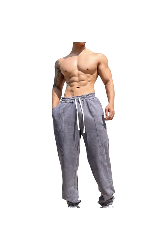 Mens Pants Pants for Men, Men's Polyester Lounge Athletic Pants, Men's Taper Running Jogger Sweat Pants with Pockets, Mens Elastic Drawstring Running Lightweight Sweatpants