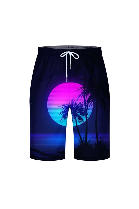 Men's Shorts Men's Plus Size Swim Trunks Elastic Waist Swimsuit Beach Shorts Swimwear Bathing Suit with Compression Liner Quick Dry Printed Board Shorts Black,S-6XL