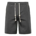 thumbnail image 1 of HomeGardon Men's Shorts Mens Plus Size Cotton and Flax Sweat Shorts with Pockets Workout Lounge Jogger Athletic Shorts 7 inch Inseam Running Shorts Black,S-5XL, 1 of 4