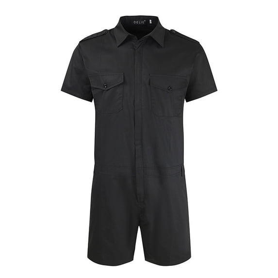 HomeGardon Men's Shorts Mens Rompers shortsuit Jumpsuits Button Down Short Sleeve One Piece Shorts Coverall Tracksuits with Two Pockets Green,M-4XL