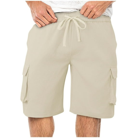 HomeGardon Men's Shorts Shorts Men Pockets,Men Leisure Fashion Solid Color Loose and Comfortable Motion Straight-leg Work Clothes Shorts,M-XXXL