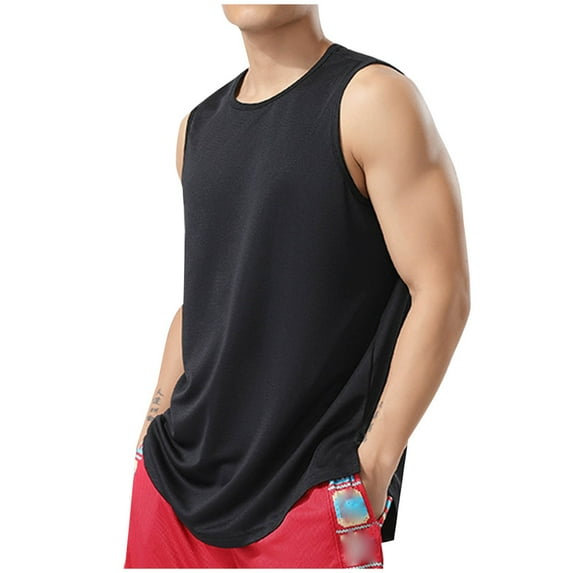 HomeGardon Men's Tank Top,Tank Tops for Men Solid-Color Casual Sport Loose Sleeveless Round-Neck Tank Top,S-XXXL