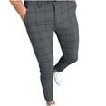 thumbnail image 1 of HomeGardon Mens Pants Black Houndstooth Pattern Pants Men Slim Fit Fashion Button Zipper Closure Plaid Casual Pencil Pants Trousers,S-2XL, 1 of 3