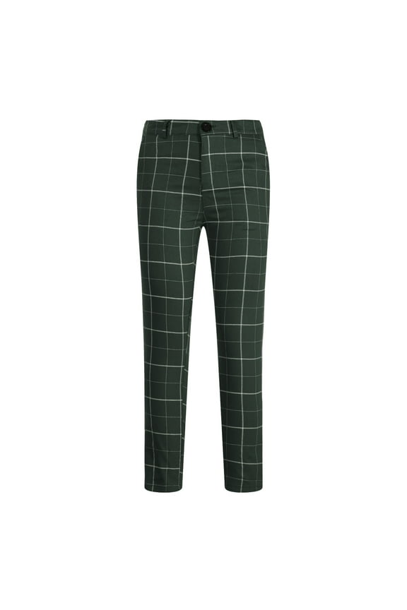 Mens Pants Black Houndstooth Pattern Pants Men Slim Fit Fashion Button Zipper Closure Plaid Casual Pencil Pants Trousers,XXXL