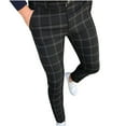 thumbnail image 1 of HomeGardon Mens Pants Black Houndstooth Pattern Pants Men Slim Fit Fashion Button Zipper Closure Plaid Casual Pencil Pants Trousers,S-2XL, 1 of 3