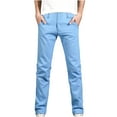thumbnail image 1 of HomeGardon Mens Pants Clearance Sale!Mens Cotton Denim Comfortable Stretch Trousers With Pockets Trend Men's Micro Elastic Slim Tie Elastic Small Straight Leg Pants Black Pants M-3XL, 1 of 3