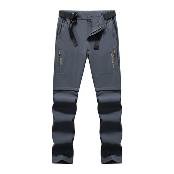 HomeGardon Mens Pants Men Casual Fashion Elastic Waist Solid Outdoor Dismountable Button and Zipper with Belt Long Pants Trousers,L-XXXXXL