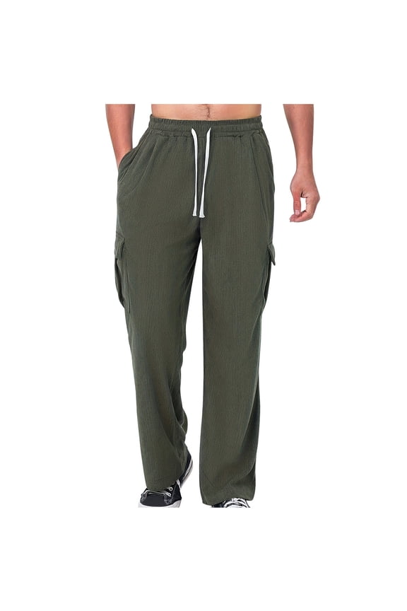 Mens Pants Men Casual Fashion Loose Ventilate Drawstring Pockets Outdoors Exercise Straight Barrel Pants,S-XXXL