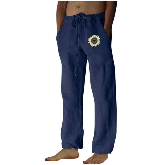 HomeGardon Mens Pants Men Fashion Print Casual Elastic Waist with Pocket Trousers Sport Pants,S-XXL