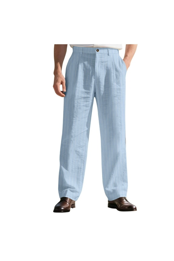 Mens Pants Men Solid Casual Pocket Contracted Straight Type Button Waist Leisure Business Pants,S-XXXL