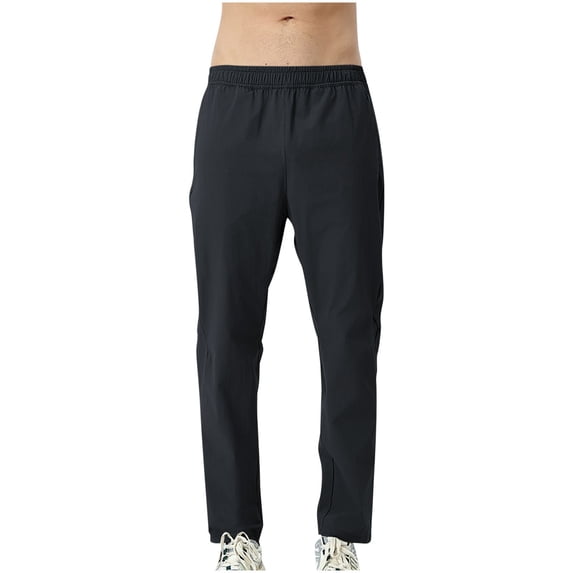 HomeGardon Mens Pants Men Solid Color Casual Sun Protection Fashion Elastic Waist Loose Exercise Casual Pants,S-XXXL