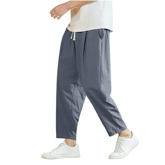 HomeGardon Sweatpants for Men Mens Pants Men's Cargo Hiking Pants Casual Holiday Pocket Drawstring Solid Color Elastic Waist Jogger Pants,M-XXXXXL