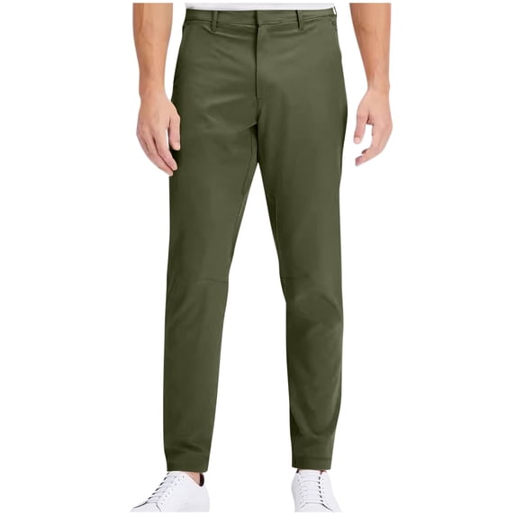HomeGardon Mens Pants Men's Casual Thin Solid Color Business Daily Pocket Tapered Mid Waist Button Pants,M-XXXXL