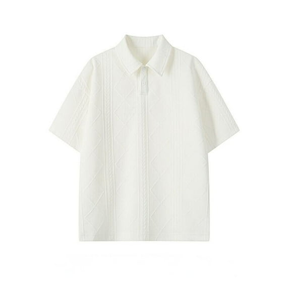 HomeGardon Mens Shirts Turn Down Collar,Plus Size Shirts for Men Thin Loose Ventilate Fallow Solid Color Figured Cloth Lapel Short Sleeve Shirt ,M-XXXXXL