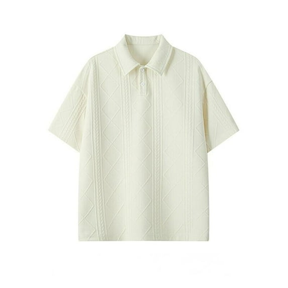 HomeGardon Mens Shirts Turn Down Collar,Plus Size Shirts for Men Thin Loose Ventilate Fallow Solid Color Figured Cloth Lapel Short Sleeve Shirt ,M-XXXXXL