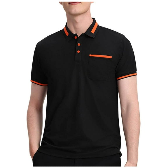 HomeGardon Mens Shirts Turn Down Collar Short Sleeve,Mens Shirts Turn Down Collar Solid-Color Casual Button Pocket Short Sleeve Turndown Collar Shirt,S-XXXXL