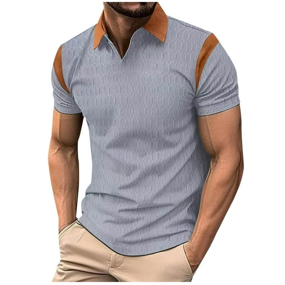 HomeGardon Mens Shirts Turn Down Collar Short Sleeve,Mens Shirts Turn Down Collar Solid-Color Casual Splicing Cedar Short Sleeve Turndown Collar Top,S-XXXL
