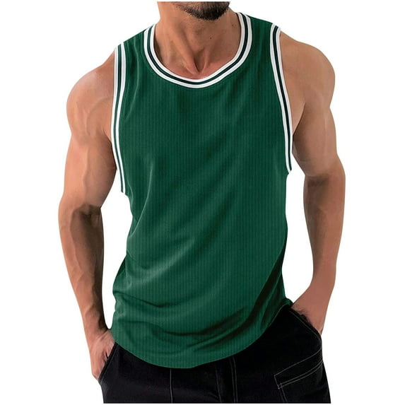 HomeGardon Mens Tank Top Clearance!Tank Tops for Men,Fashionable Round-neck Solid Color Mesh Drying Sleeveless Top,S-XXL