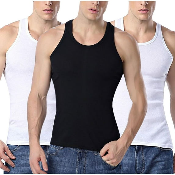 HomeGardon Mens Tank Top Tank Tops for Men,Fitness Home Wear Pajamas Color Cotton Solid Color T-shirt Sports,L-XXXXL