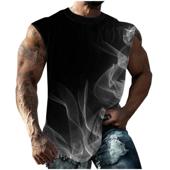 HomeGardon Mens Tank Top Tank Tops for Men,Men Casual Fashion Printing Pullover Round Neck Sports Sleeveless Tank,S-XXXXXL