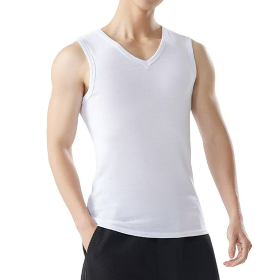 HomeGardon Mens Tank Top Tank Tops for Men,Men Casual Fashion Sleeveless Solid Pullover V-Neck Sports Tank,L-XXXXL