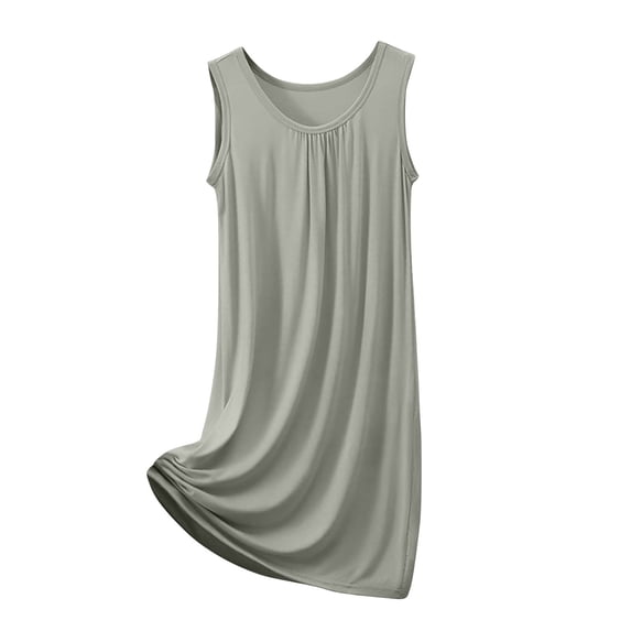 HomeGardon,Nightgowns for Women Sleepwear,Womens Sleeveless Skirt Summer Thin Loose Dress Casual Solid Color Home Nightgown,XL-XXXXXL