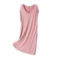 thumbnail image 1 of HomeGardon Nightgowns for Women,Summer Dresses Women's V Neck Solid Color Drawstring Loose and Comfortable Sleeveless Mid Length Nightgown Skirt, 1 of 4