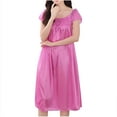 thumbnail image 1 of HomeGardon Nightgowns for Women,Summer Dresses Fashion Women Easy Solid Color Bow Fold Short Sleeve Ice Silk Long Sleepshirts, 1 of 3