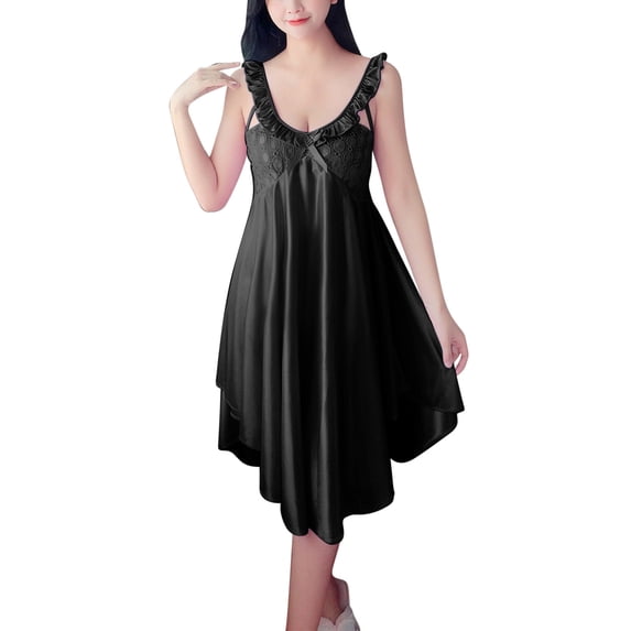 HomeGardon Nightgowns for Women,Summer Dresses Fashion Women V-Neck Casual Solid Sleeveless Sleepshirts Dress