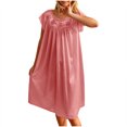 thumbnail image 1 of HomeGardon Nightgowns for Women,Summer Dresses Women's Lace Short Sleeve Plus Ice Silk Mid-length Nightdress, 1 of 9