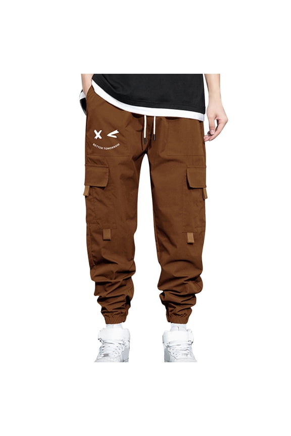 Pants for Men Mens Jogger Pants Cargo Casual Sweatpants Pant with Multi-Pockets Techwear Hip Hop Streetwear, Baggy Drawstring Tapered Hippie Loose Fit Trousers,M-4XL