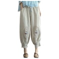 thumbnail image 1 of HomeGardon Pants for Women Ladies' Loose Casual Embroidered Lace Patchwork Lantern Pants Long Pants,M-XXXXL, 1 of 6
