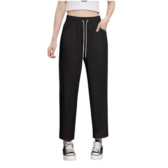 HomeGardon Pants for Women Women's Fashion Waist Solid Color Pocket Casual Pants,XL-XXXXL