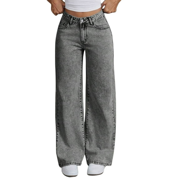 HomeGardon Pants for Women Womens Bow Embroidery High Waisted Straight Leg Pants Loose Pants,S-XXL