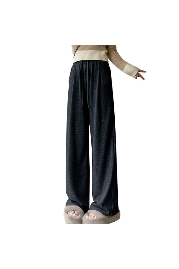Pants for Women Ladies' Drooping Soft and Loose Knit Sports Loose Pocket Drawstring Wide Leg Pants,S-XXL