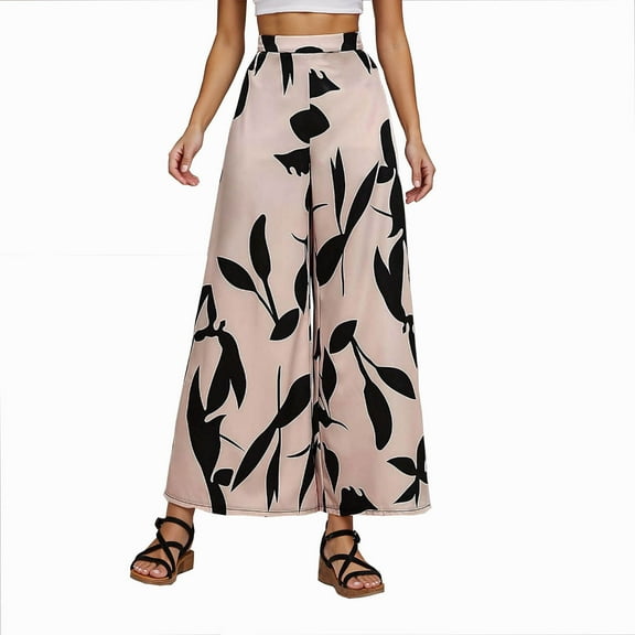 HomeGardon Pants for Women Ladies' Loose and Versatile High Waisted Printed Wide Leg Casual Pants,S-XXL