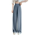 thumbnail image 1 of HomeGardon Pants for Women Womens Solid Color High Waist Hanging Loose Straight Leg Casual Ice Silk Wide Leg Pants,S-XXL, 1 of 5