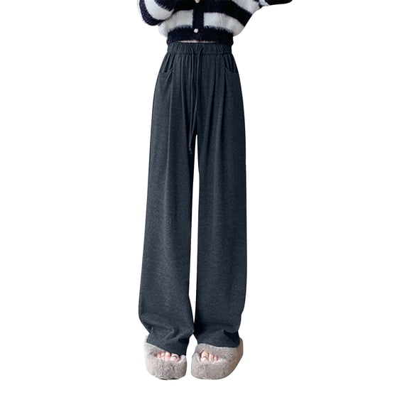 HomeGardon Pants for Women Womens Solid Color Soft and Loose Knit Sports Loose Wide Leg Pants,S-XXL