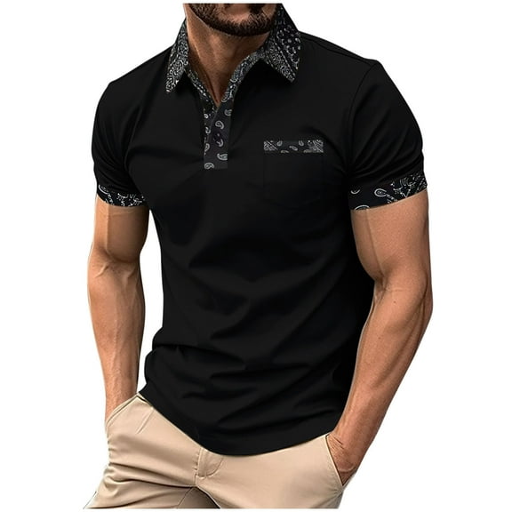 HomeGardon Shirts for Men Mens Shirts Turn Down Collar,Casual Fashion Half Button Lapel Short Sleeve Top,S-XXXL