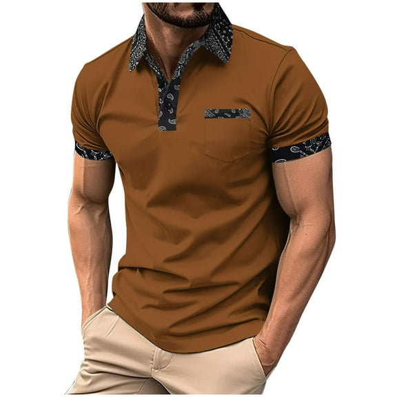 HomeGardon Shirts for Men Mens Shirts Turn Down Collar,Casual Fashion Half Button Lapel Short Sleeve Top,S-XXXL