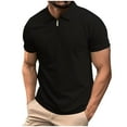 thumbnail image 1 of HomeGardon Shirts for Men Mens Shirts Turn Down Collar,Casual Fashion Solid Half Zipper T Shirt Lapel Short Sleeve Top,S-XXXL, 1 of 8