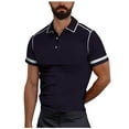 thumbnail image 1 of HomeGardon Shirts for Men Mens Shirts Turn Down Collar,Casual Fashion Solid Striped Button T Shirt Lapel Short Sleeve Top,S-XXL, 1 of 5