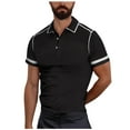 thumbnail image 1 of HomeGardon Shirts for Men Mens Shirts Turn Down Collar,Casual Fashion Solid Striped Button T Shirt Lapel Short Sleeve Top,S-XXL, 1 of 5