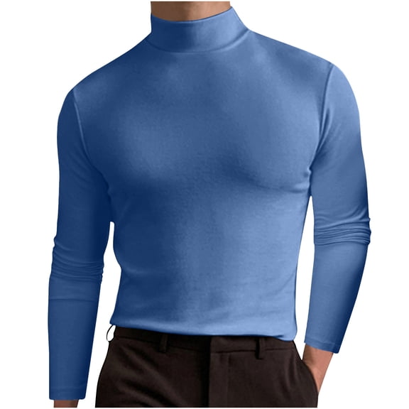 HomeGardon Shirts for Men Men Slim Fit Lightweight Long Sleeve Pullover Top Turtleneck T-Shirt Men's Top Solid Base Thin Sweater Underwear Tops Male Cozy Blouse S-3XL
