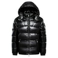 thumbnail image 1 of HomeGardon Shirts for Men Men's Thicken Puffer Jacket Insulated Water-Resistant Warm Winter Coat with Hood Men's Hooded Winter Puffer Cotton Coat with Removable Hood Black,M-3XL, 1 of 7