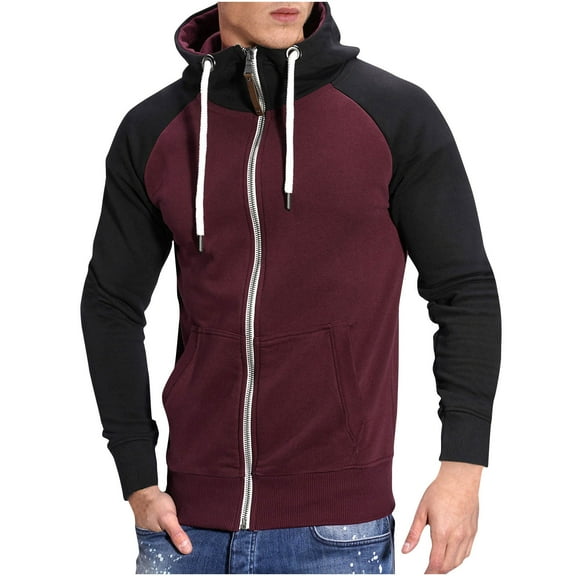 HomeGardon Shirts for Men Men's Zip Up Hoodie Lightweight Long Sleeve Casual Stand-up Collar Basic Slim Fit Cotton SweatShirt with Pocket Men's Full Cardigan Jacket S-XXL