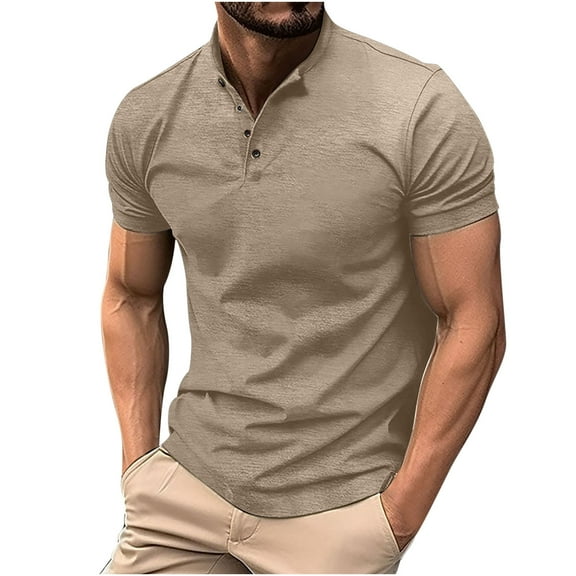 HomeGardon Shirts for Men Mens Fashion Henley Shirts Long/Short Sleeve Button Cotton T-Shirt with Pocket Mens Casual Front Placket Basic Sleeve Henley T-Shirts Black,M-XXL