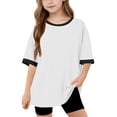 thumbnail image 1 of HomeGardon Shirts for Big Kids Boys & Girls Two-Tone Loose Fit Short Sleeve Crew Neck T-Shirt Casual Fashion Summer Top,White, 1 of 8